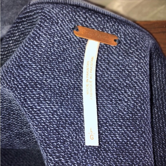 Free People] Blue Acid dyed Oversize Sweatshirt Maxi Jacket. - Picture 10 of 14